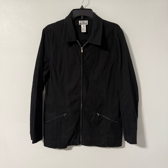 Jones Studio Jackets & Blazers - Jones Sport Black Zip Front Stretch Cotton Twill long Sleeve Jacket 12